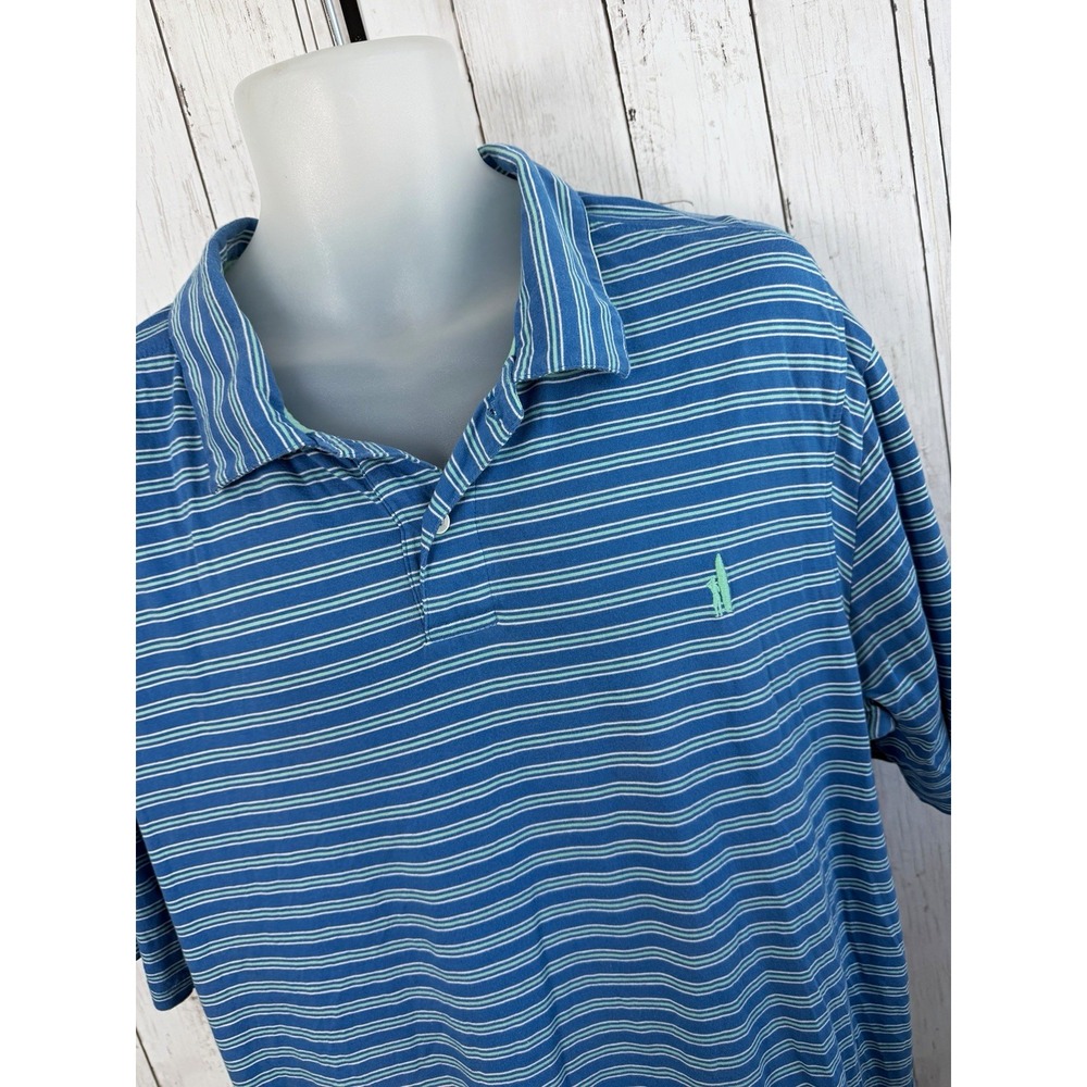 johnnie-O West Coast Prep Men's Polo Shirt Striped Blue XL Short Sleeve